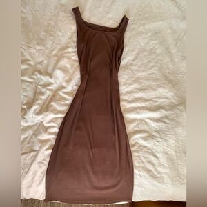 Brown midi simple dress